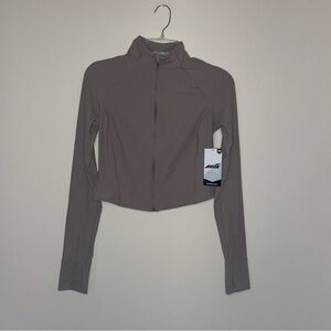 Avia SoftSculpt Fog Gray Ribbed Zip Up Cropped Jacket
